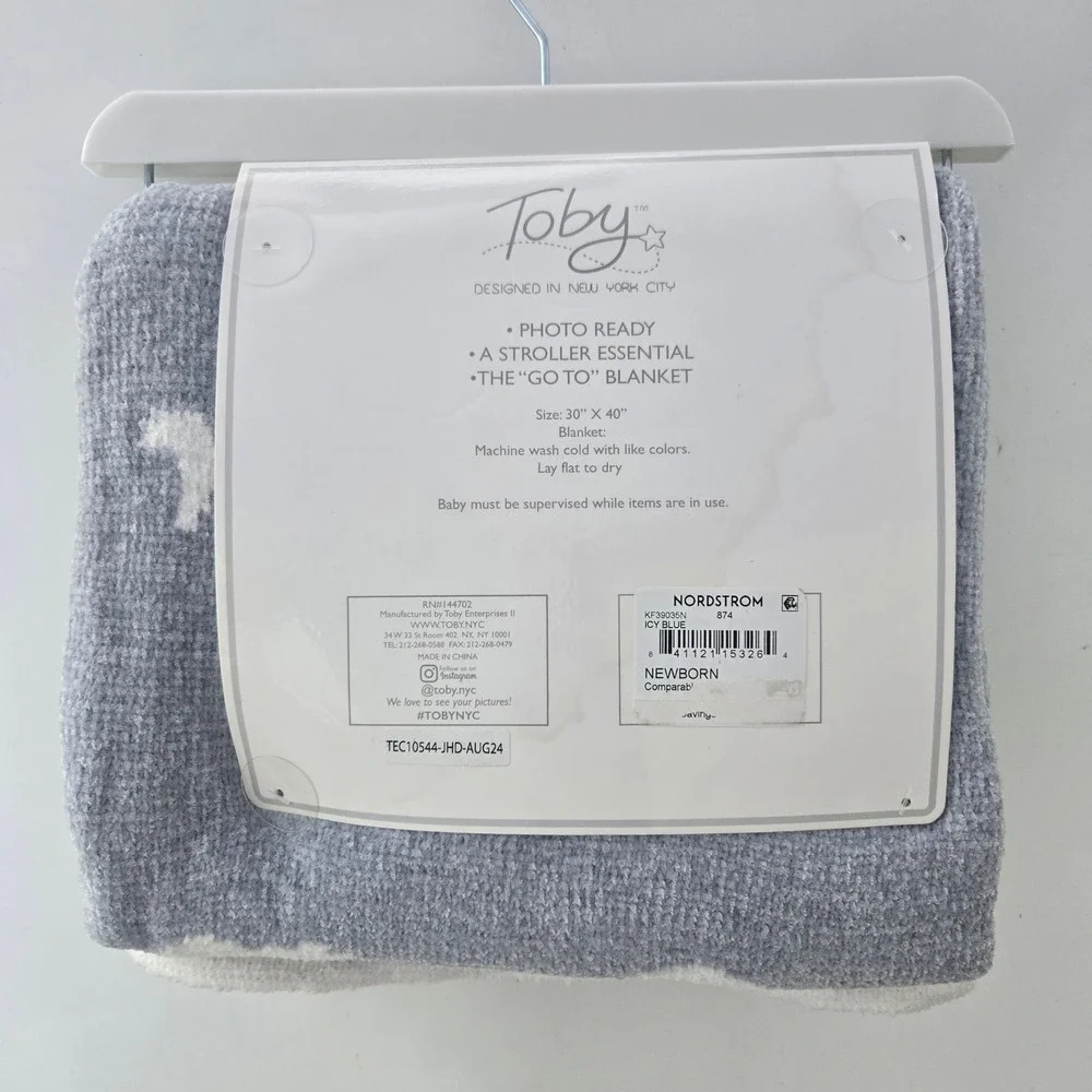 Toby Blanket Hat & Lovey Set Newborn‎ Icy Blue 3PC Stroller Set Clouds Bear Gift